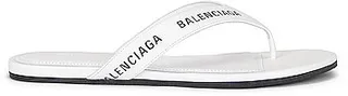 Balenciaga Round Flip Flop Sandals in White