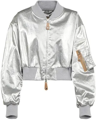 Linen cropped bomber jacket