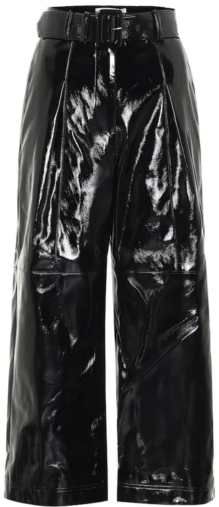 High-rise faux patent-leather pants