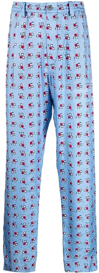 Motif-Print Straight-Leg Trousers