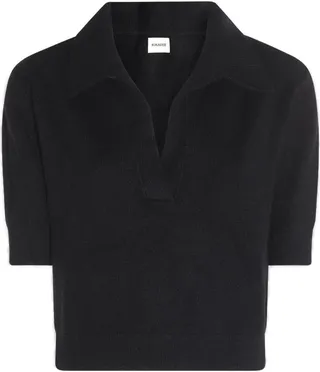 Khaite The Shrunken Jo Short-Sleeved Knitted Polo Top