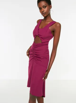 Cut Out Ruched Detail Dress