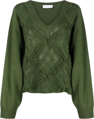 textured V-neck jumper