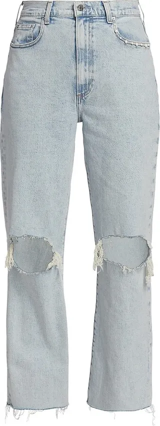 Mia High-Rise Distressed Straight-Leg Jeans