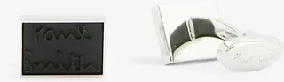 Mens Black Brand-embossed Copper and Zinc Cufflinks