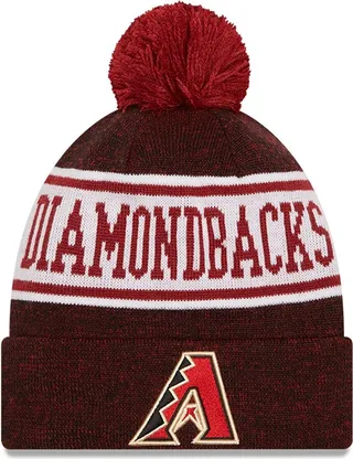 Men's Black and Red Arizona Diamondbacks Banner Cuffed Knit Hat with Pom
