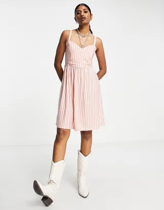 Only Sharon jersey mini skater dress in rose