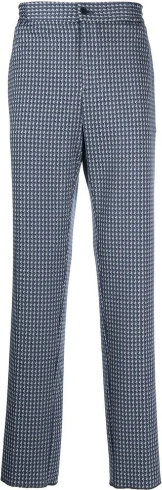Patterned-Jacquard Straight-Leg Trousers