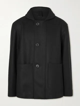 Shawl-Collar Wool-Gabardine Jacket