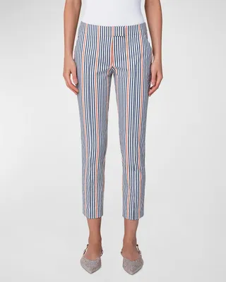 Frankie Striped Straight-Leg Crop Pants