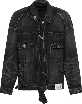 Opened facing denim jacket