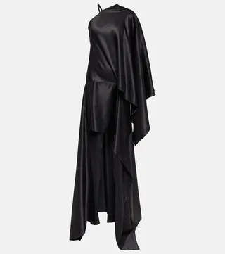 Asymmetric satin gown