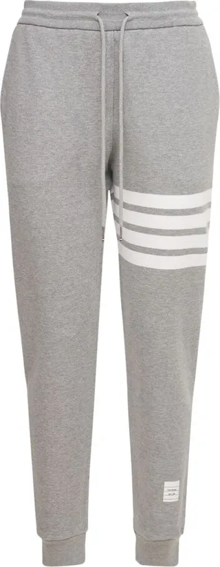 Intarsia stripes cotton sweatpants