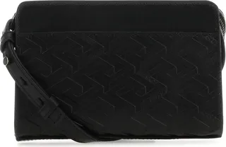 Crossbody bag realized in La Greca motif embossed calf leather characterized by a patch pocket at the front and a patch pocket at the back.