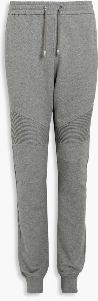 Ribbed paneled French cotton-terry sweatpants
