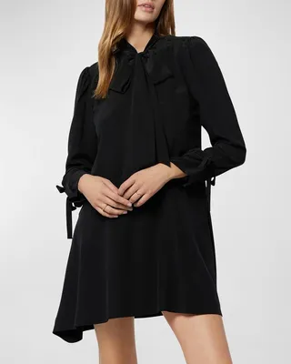 Billie Tie-Neck Silk Shift Dress