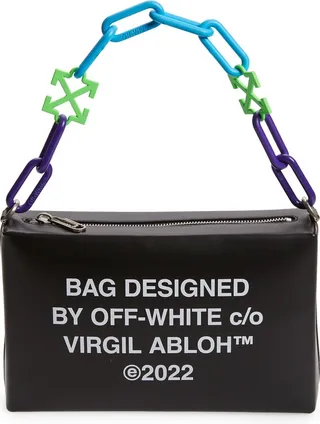 Block Pouch Quote Leather Handbag