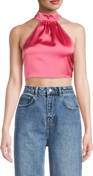 Satin Halter Crop Top