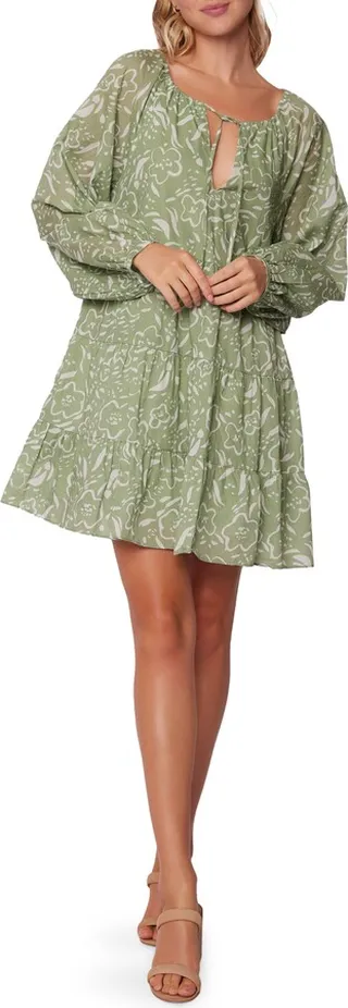 Saguaro Print Long Sleeve Minidress