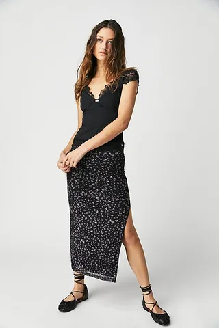 Rosalie Mesh Midi Skirt by Free People