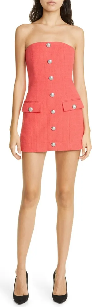 Aster Strapless Cotton Blend Tweed Dress