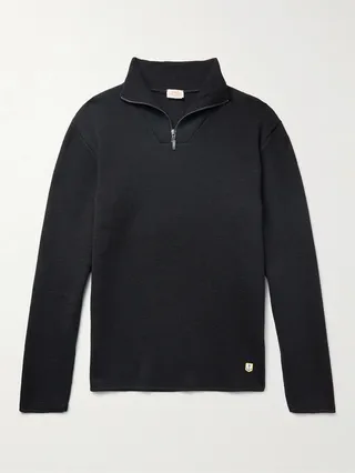 Guisseny Slim-Fit Logo-Appliquéd Wool Half-Zip Sweater
