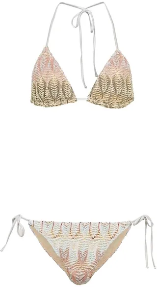 Zig-zag knit triangle bikini