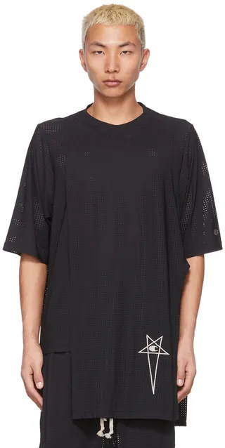 Rick Owens Black Champion Edition Perforated Toga T-Shirt