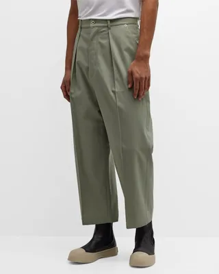 Men's Low-Crotch Pleated Trousers
