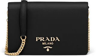 logo-lettering Saffiano leather shoulder bag