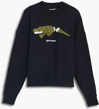 Appliquéd printed French cotton-terry sweatshirt