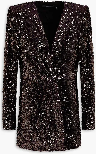 Gathered sequined velvet blazer
