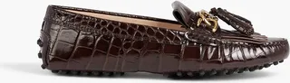 Gommino tasseled croc-effect leather loafers