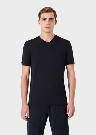 Icon V-neck T-shirt in stretch viscose jersey