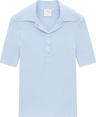 Ribbed-Knit Polo Shirt