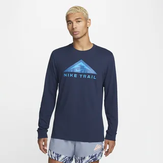 Nike Men's Dri-FIT Long-Sleeve Trail Running Crew in Blue