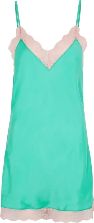 Dora Larsen Olla Lace-trimmed Satin Chemise