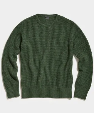 Italian Recycled Cashmere Crew in Olive