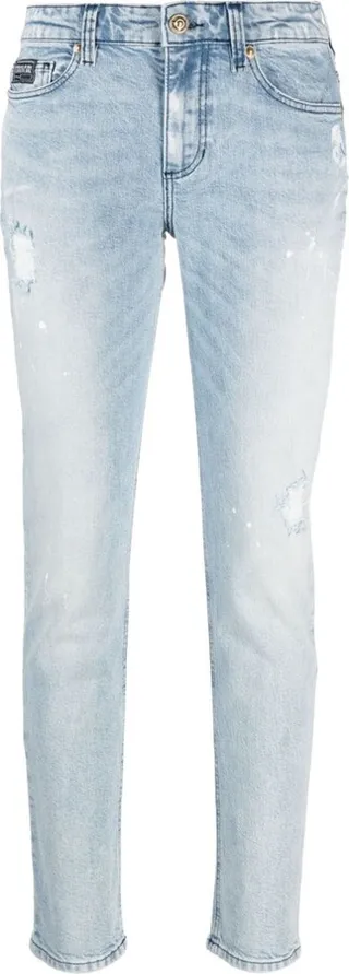 Distressed-Effect Slim-Fit Jeans