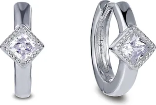 Simulated Diamond Milgrain Huggie Hoop Earrings
