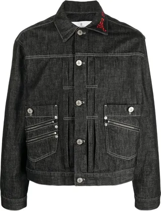 Embroidered-Slogan Denim Jacket