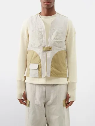 Five-pocket Side-tie Linen Gilet