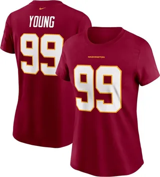 Women's Chase Young Burgundy Washington Football Team Name Number T-shirt