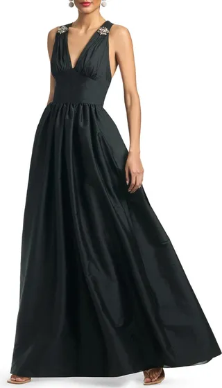 Kenzia Embellished Moiré Taffeta Gown