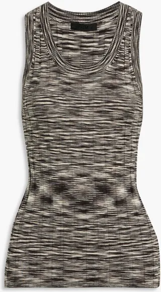 Space-dyed ribbed silk and cotton-blend tank