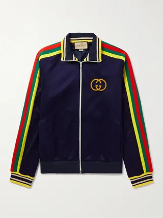 Cosmogonie Webbing-Trimmed Logo-Appliquéd Jersey Track Jacket