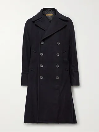 Slim-Fit Double-Breasted Wool-Blend Coat