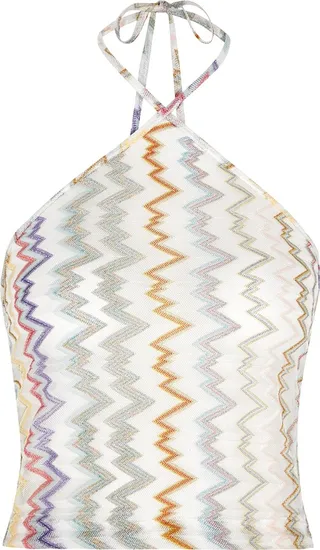 Missoni Halterneck Zigzag Fine-knit Top