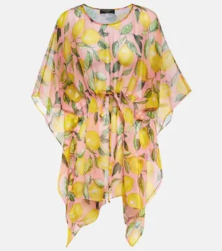 Printed silk charmeuse minidress