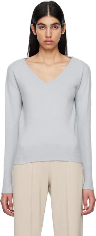 Max Mara Leisure Blue V-Neck Sweater